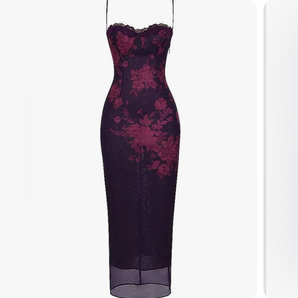 Purple mesh corset tie dress, small.